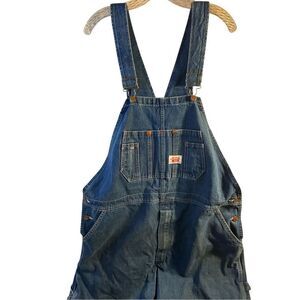 Roadhouse denim overalls 42x30 rn#23012 metal buttons